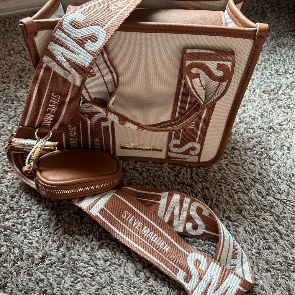 Steve Madden Tan and Cream Crossbody Bag